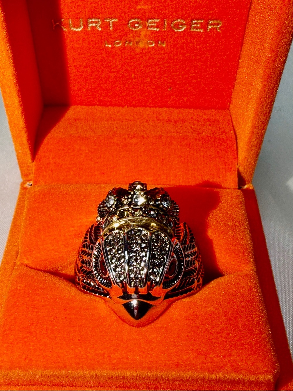 Kurt Geiger Gold and Silver Tone Regal Eagle Ring SIze Large 8-9